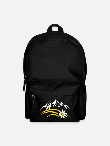 Alpenberg Edelweiss Hirsch Bayerisches Wandern - Rucksack - Schwarz
