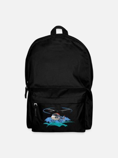 Helicopter approaching the mountains - Backpack - black