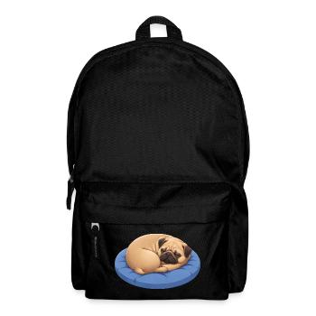 Carlin mignon Chien de dessins animés câlinant Reposant - Sac à dos - noir - Devant