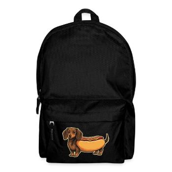 Süßer Dackel Hot-Dog-Brötchen-Aufkleber - Rucksack - Schwarz - Vorne