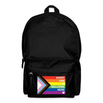 Progress Pride Flag – Everyone Is Welcome Here  - Rucksack - Schwarz - Vorne