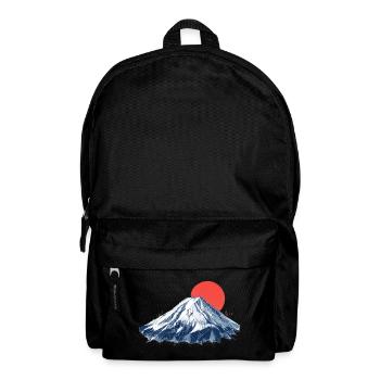 Geometrischer Berg mit roter Sonne  Origami Fuji - Rucksack - Schwarz - Vorne