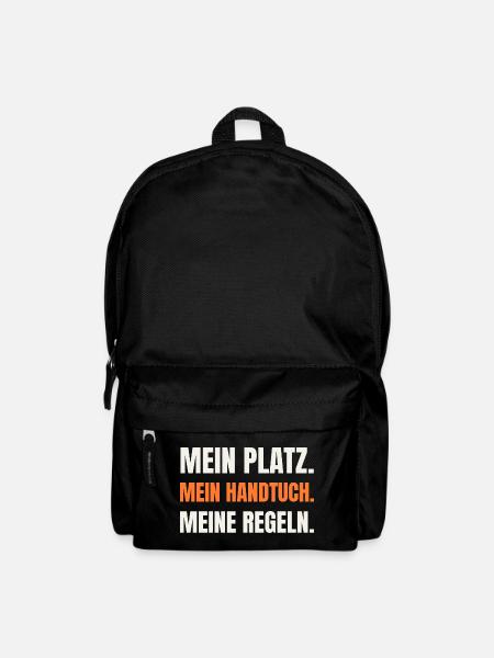 Sauna Humor: Mein Platz, mein Handtuch - Rucksack - Schwarz