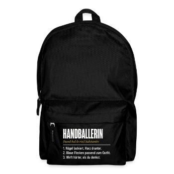 Handballerin Definition – Lustiges Damen Shirt - Rucksack - Schwarz - Vorne
