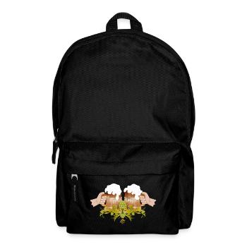 two filled beer mugs To toast Cheers - Backpack - black - Front
