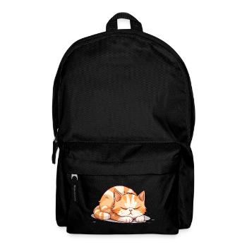 Cat Sleeping Sleep Shirt Pajamas Nightgown - Backpack - black - Front