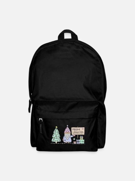 Weihnachts-Wichtel mit Geschenken und Tannenbaum - Rucksack - Schwarz