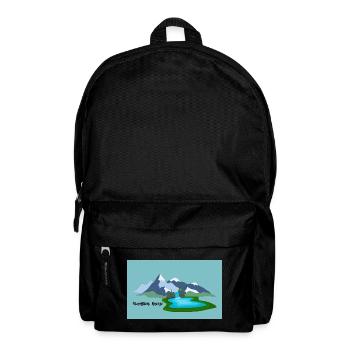 Mountain wind and waterfall nature image - Backpack - black - Front