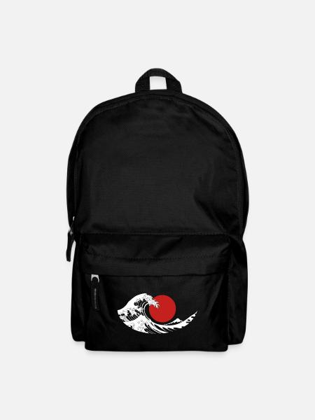 Esthétique japonaise du Soleil Rouge de la Grande Vague - Sac à dos - noir