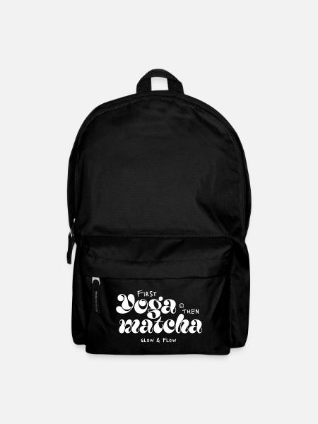 First Yoga Then Matcha Typo-Design - Rucksack - Schwarz