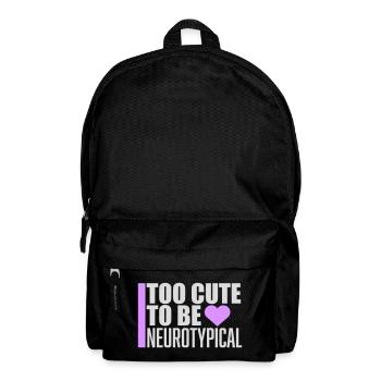 Too Cute To Be Neurotypical Funny Autism Logo - Backpack - black - Front