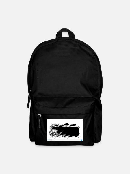 Black abstract blob with lines - Backpack - black