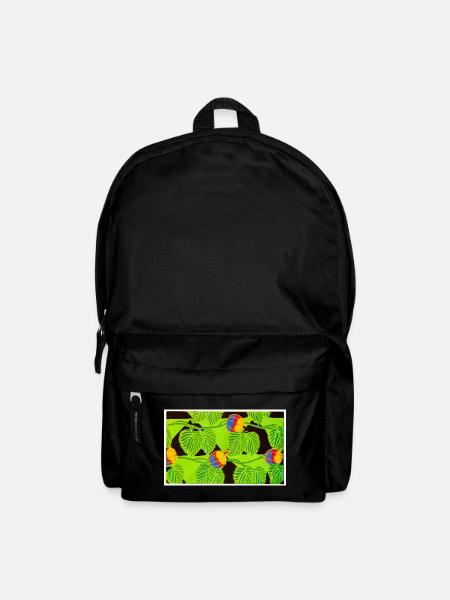 Tropische Vögel und Früchte - Rucksack - Schwarz