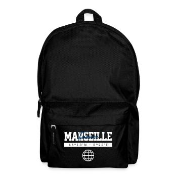 Marseille Frankreich Koordinaten Reise Souvenir - Rucksack - Schwarz - Vorne