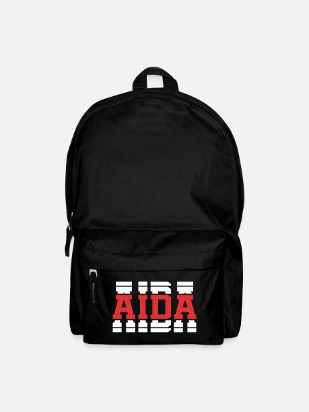 T-Shirt Aida T-Shirt Geschenkidee gestapelter Text - Rucksack - Schwarz