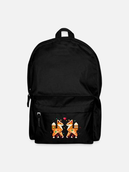 Zwei Füchse im Lebkuchen Stil als Weihnachtsmotiv - Rucksack - Schwarz