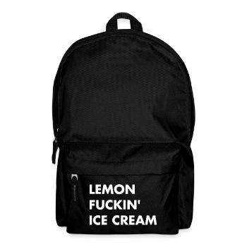 Zitronen Eis - weisser Schriftzug - Rucksack - Schwarz - Vorne