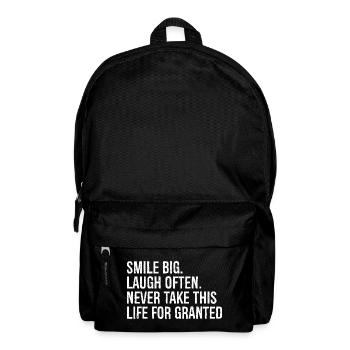 sourire grand rire souvent ne jamais prendre cette vie - Sac à dos - noir - Devant