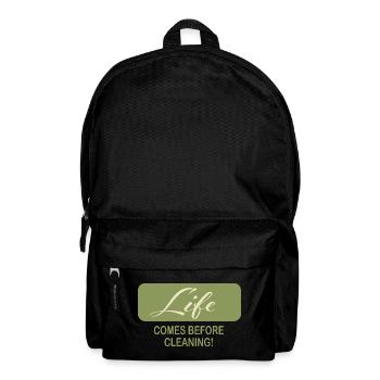 Life Before Cleaning Minimalist Quote - Backpack - black - Front