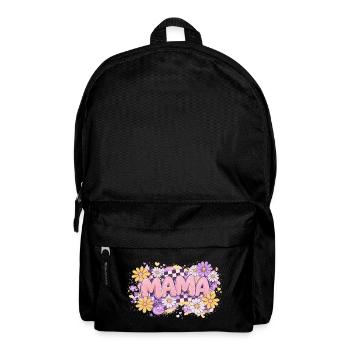 MAMA Retro-Schachbrett- und Pastellblumen | Chic - Rucksack - Schwarz - Vorne