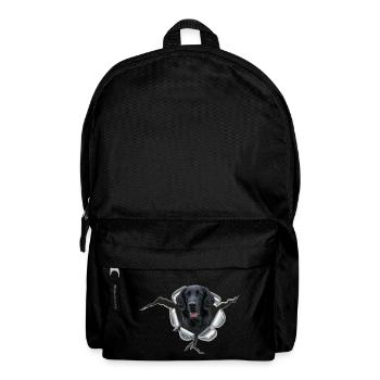 Flat Coated Retriever im Metall-Loch - Rucksack - Schwarz - Vorne