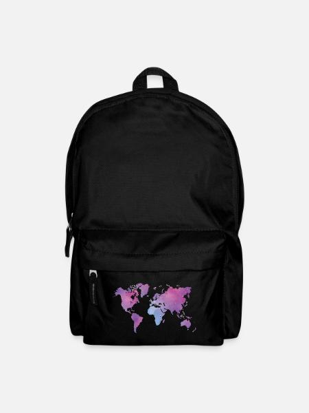 Aquarell Weltkarte in Pastellfarben - Rucksack - Schwarz
