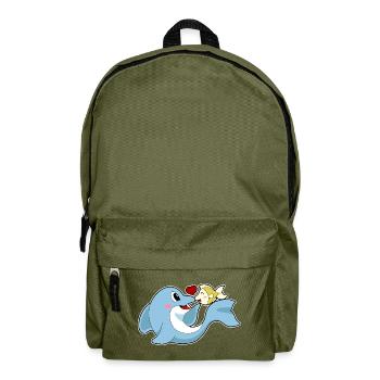Dolphin Love Fish - Backpack - olive green - Front