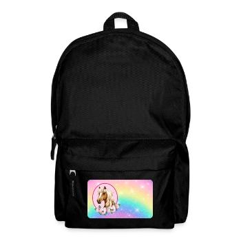 Horse with flowers and glitter rainbow - Backpack - black - Front