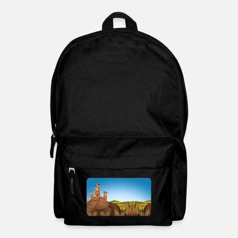 Erdmännchen Familie | personalisierbar - Rucksack - Schwarz