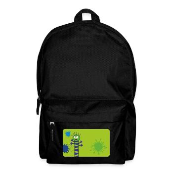Monstre long et mince et éclaboussures de couleur - Vert Bleu - Sac à dos - noir - Devant