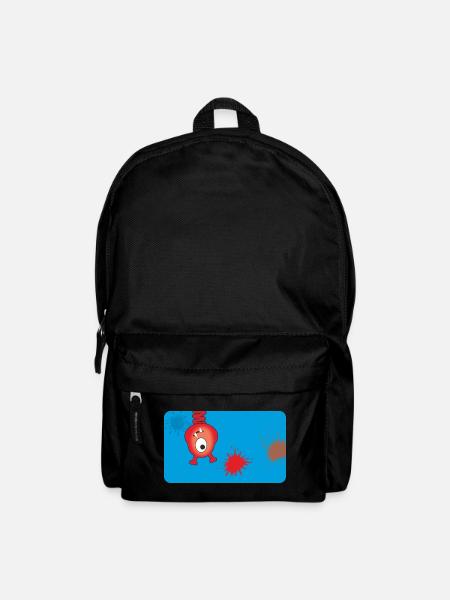 Rotes Monster & Farbkleckse - blau - Rucksack - Schwarz