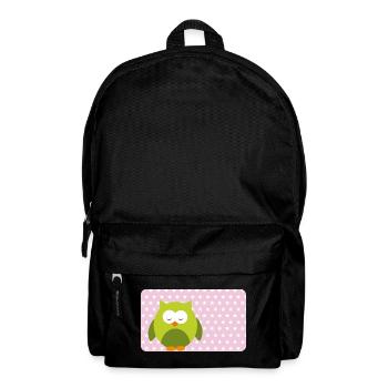 Lustige Eule mit Sternchen rosa | personalisierbar - Rucksack - Schwarz - Vorne