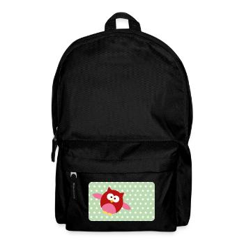 Drôle de hibou avec astérisque vert | Personnalisable - Sac à dos - noir - Devant
