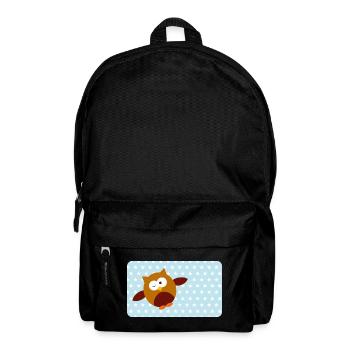 Drôle de hibou avec astérisque bleu | Personnalisable - Sac à dos - noir - Devant