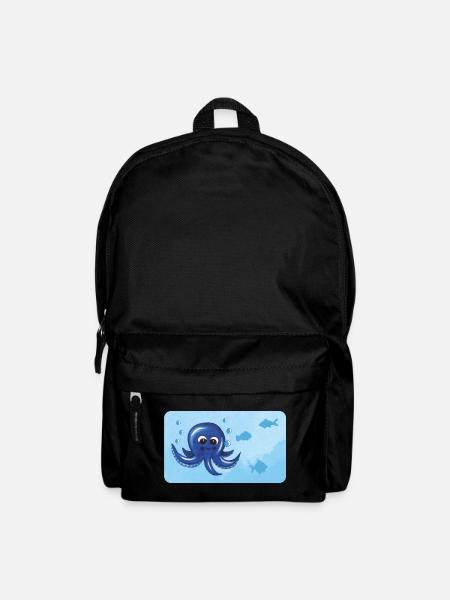 Lustiger Oktopus und Fische mit Luftblasen - Rucksack - Schwarz