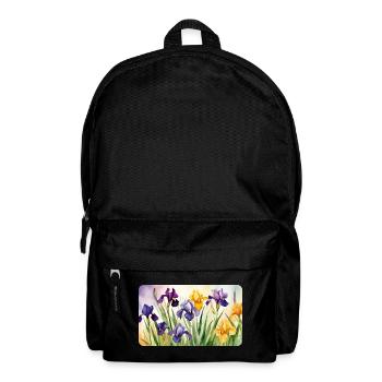 Romantic Irises - Watercolors - Backpack - black - Front