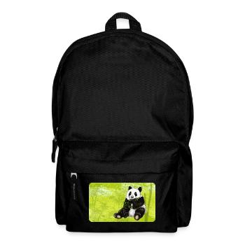 Ours panda mignon avec bambou dans la forêt de bambous - Sac à dos - noir - Devant