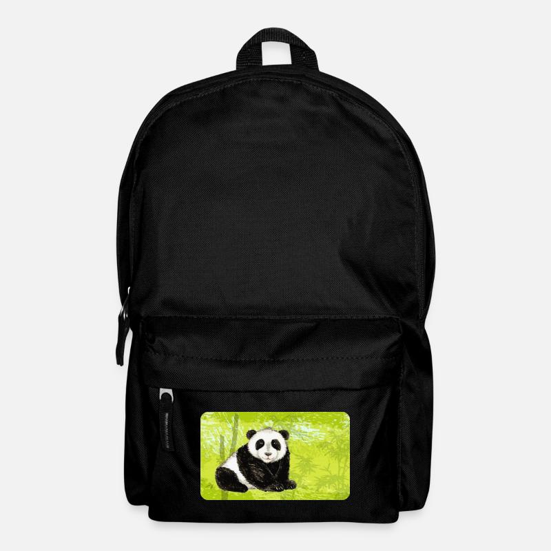 Großer Papa Panda Bär im Bambuswald - Rucksack - Schwarz