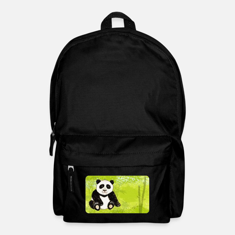 Sitzender Panda Bär im grünen Bambuswald - Rucksack - Schwarz