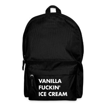 Vanille Eis - weisser Schriftzug - Rucksack - Schwarz - Vorne
