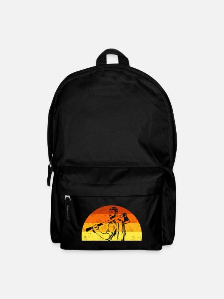 Retro lumberjack forest worker with axe - Backpack - black