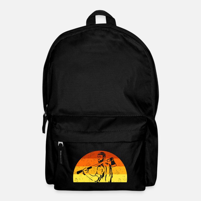 Retro lumberjack forest worker with axe - Backpack - black
