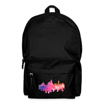 Valencia Spanien Stadt Skyline Splash Bunt Urlaub - Rucksack - Schwarz - Vorne