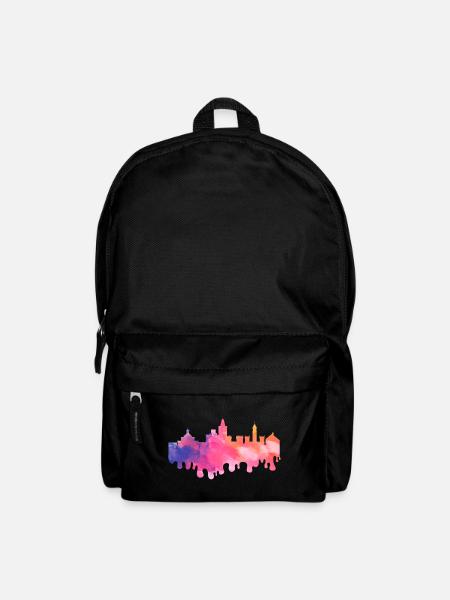 Valencia Spanien Stadt Skyline Splash Bunt Urlaub - Rucksack - Schwarz