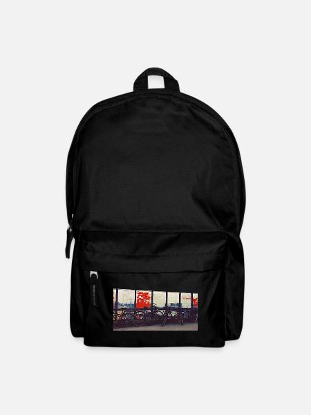 Fahrradkolonne am Bahnzaun - Rucksack - Schwarz