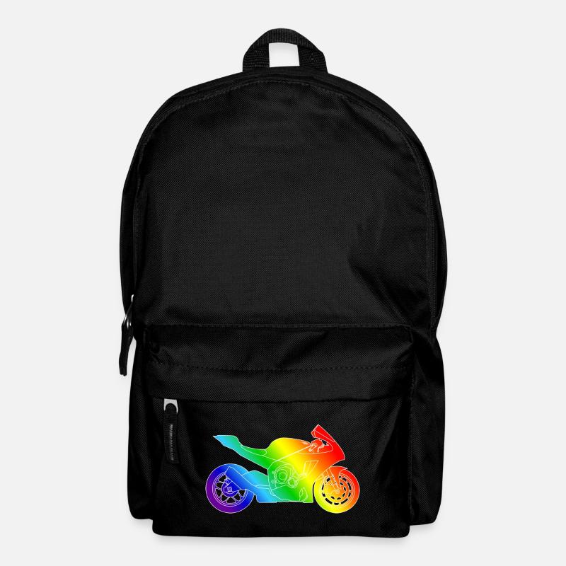 Supersport Motorrad in Regenbogenfarben - Rucksack - Schwarz