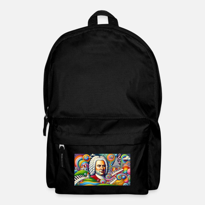 Johann Sebastian Bach: Portrait in modern painting style - Backpack - black