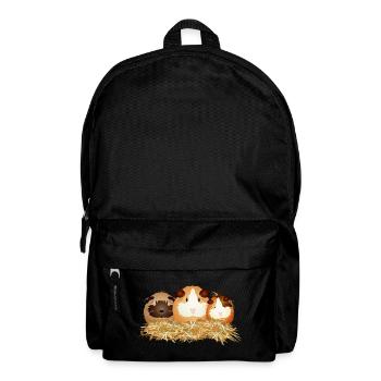 Three Cute Guinea Pigs in Straw – Friends - Backpack - black - Front