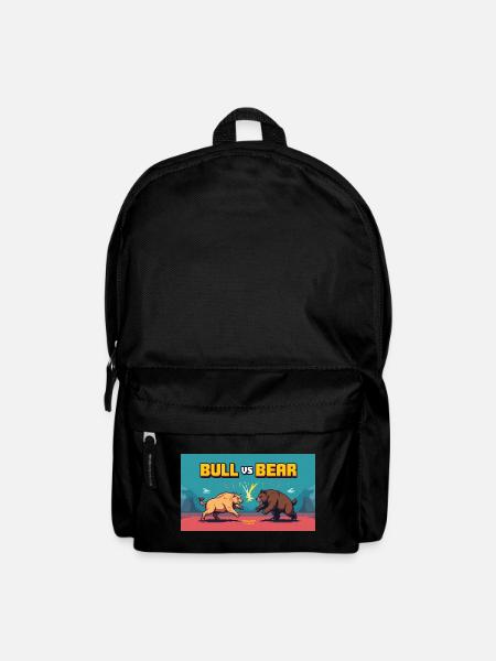 Pixel Art Bull vs Bear Battle - Backpack - black