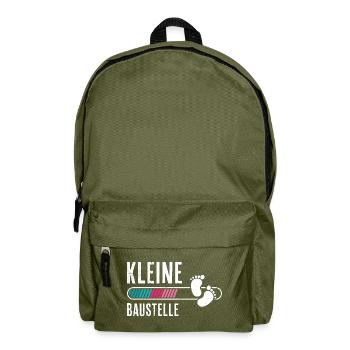 Bald Mama KLEINE BAUSTELLE Baby Kommt Lustiges - Rucksack - Olivgrün - Vorne
